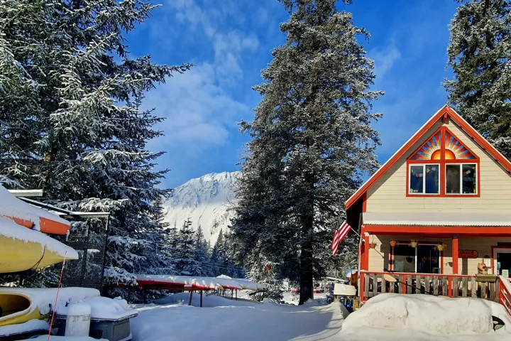a house covered in snow