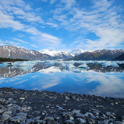 a close up of a snow covered mountain