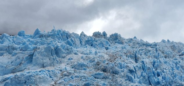 a close up of a snow covered mountain