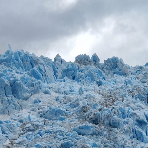 a close up of a snow covered mountain
