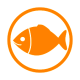 Orange fish icon inside an orange circle.